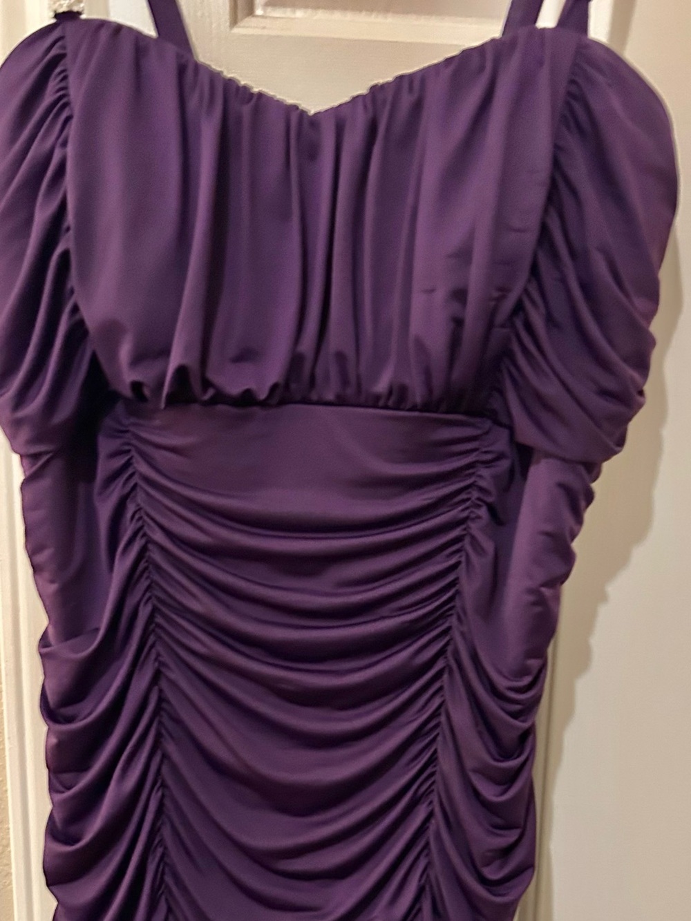 Sleeveless Ruched Mini Dress in Deep Purple